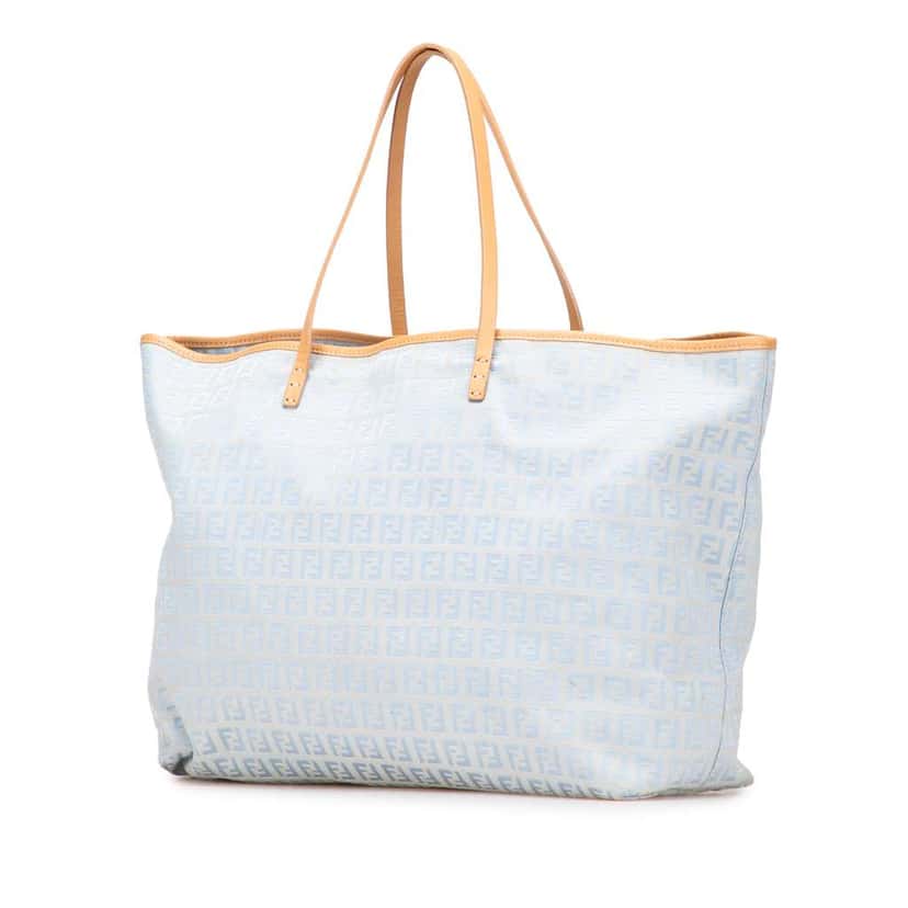 Fendi Medium Zucchino Canvas Roll Tote Blue Canvas Good condition - Back View
