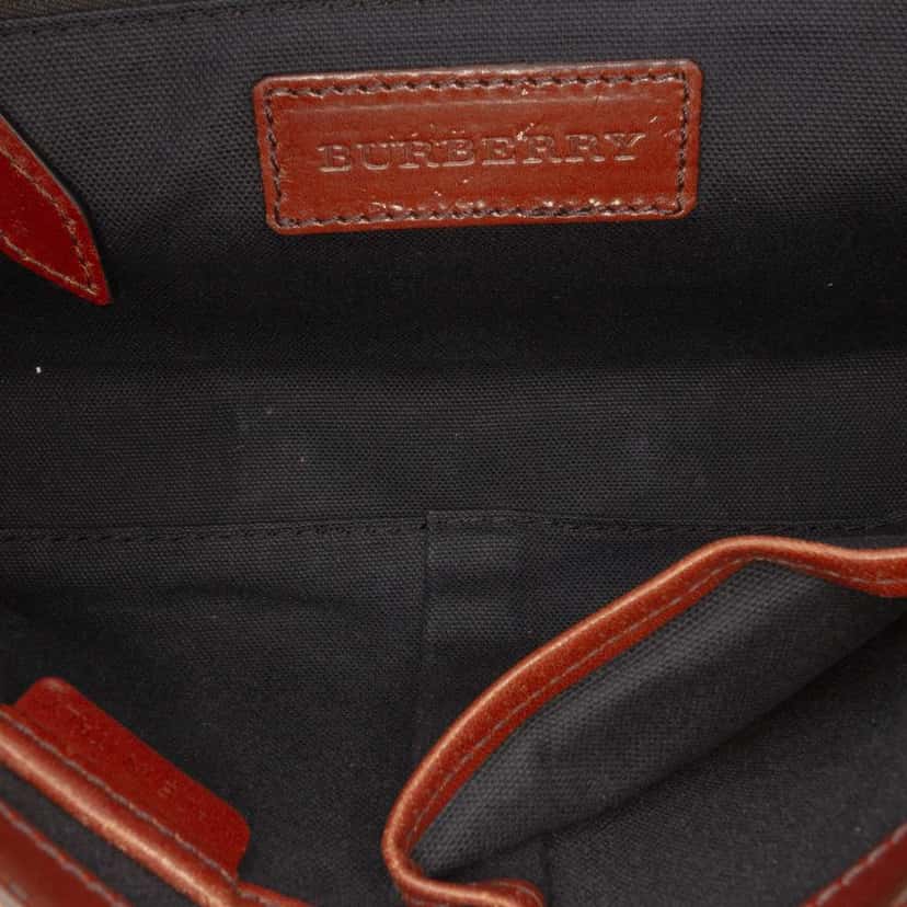 Burberry Leather and House Check Canvas Bridle Abbott Crossbody Brown Leather Good condition - Model View