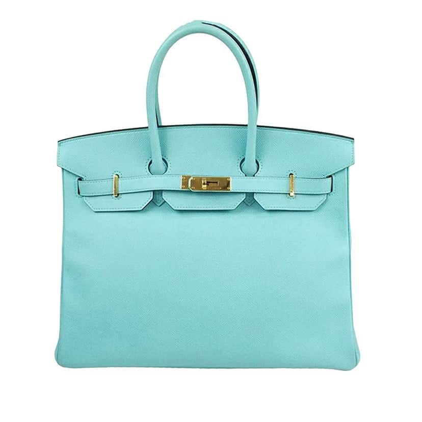 Hermès Epsom Birkin Retourne 35 Blue Leather Good condition - Front View