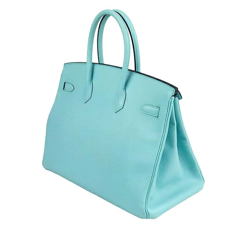 Hermès Epsom Birkin Retourne 35 Blue Leather Good condition - Back View