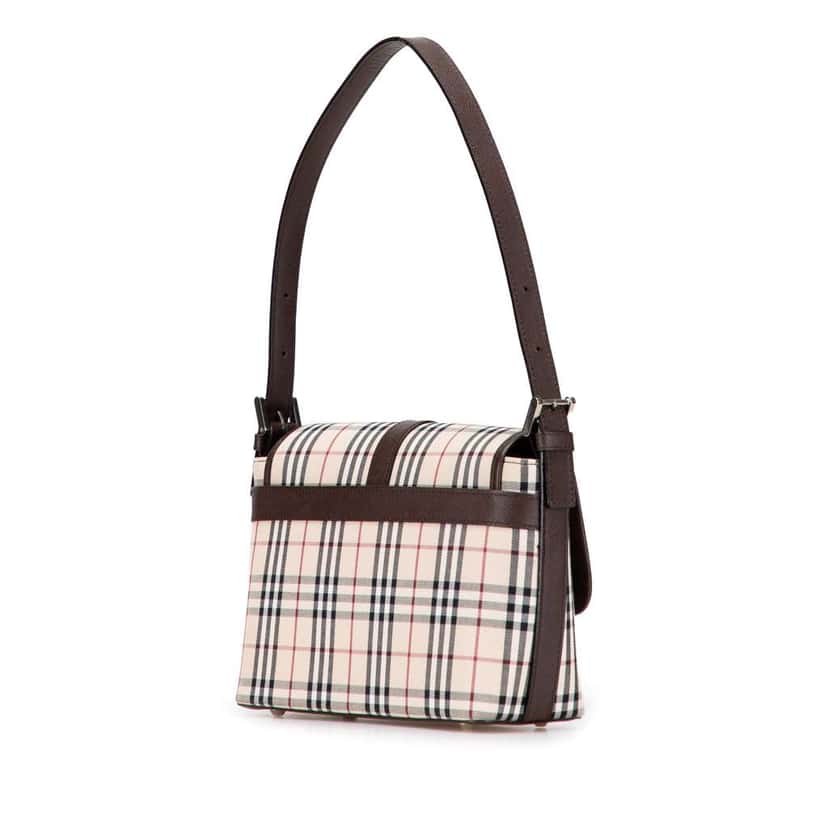 Burberry House Check Canvas Flap Shoulder Bag Brown Canvas Good condition - Back View