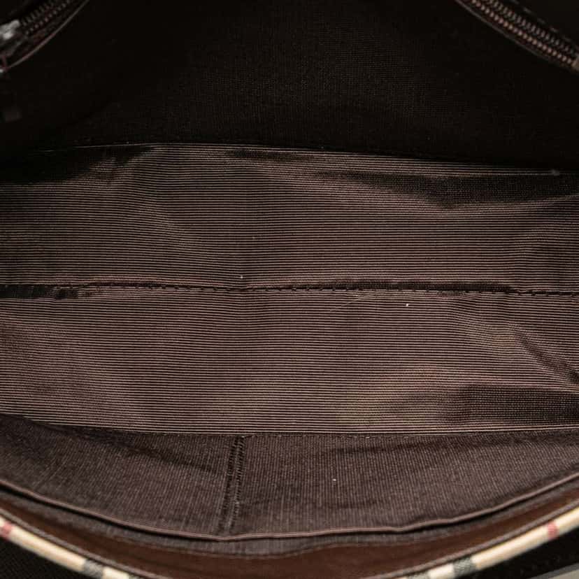 Burberry House Check Canvas Flap Shoulder Bag Brown Canvas Good condition - Model View