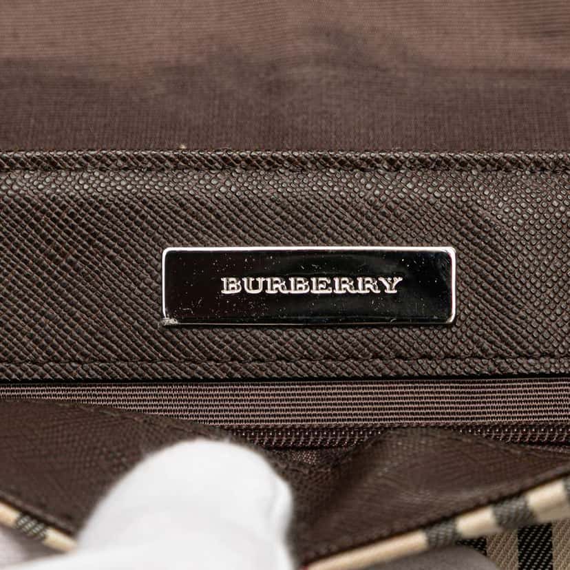 Burberry House Check Canvas Flap Shoulder Bag Brown Canvas Good condition - Box View