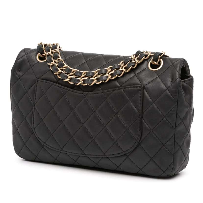 Chanel Medium Quilted Lambskin Precious Jewel Single Flap Black Leather Good condition - Back View
