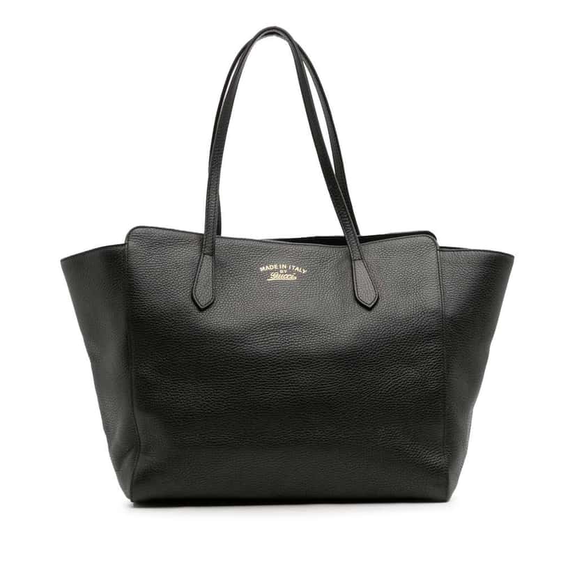 Gucci Medium Leather Swing Tote Black Leather Good condition - Front View