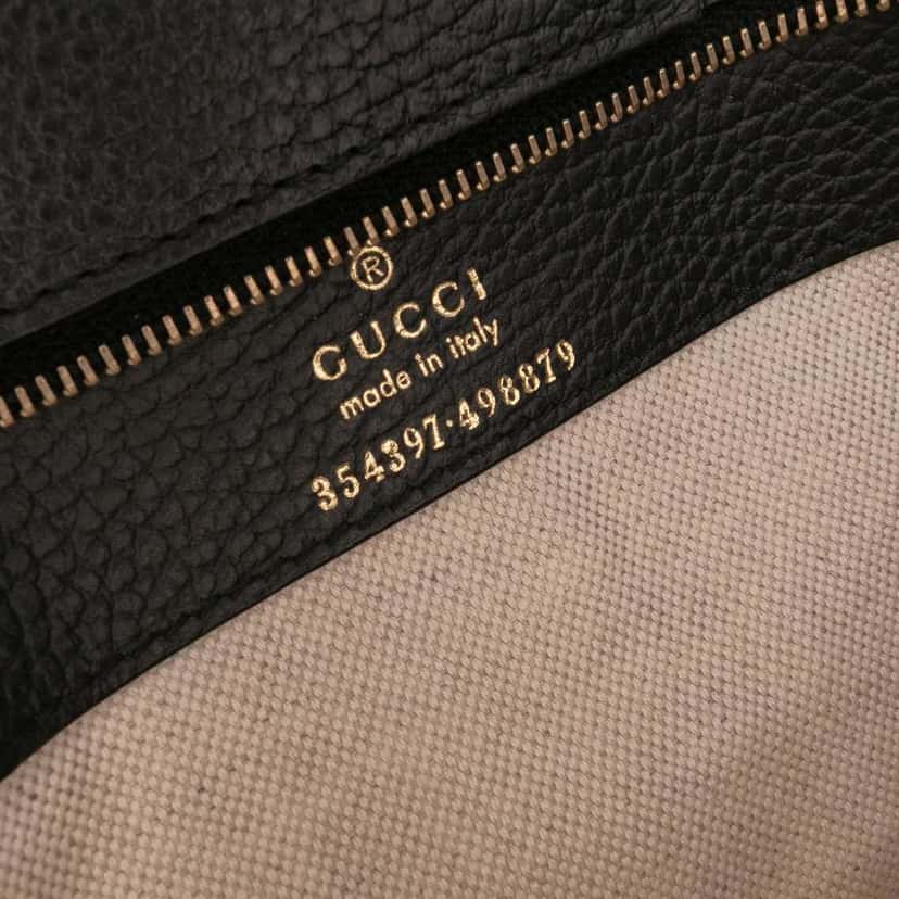 Gucci Medium Leather Swing Tote Black Leather Good condition - Box View