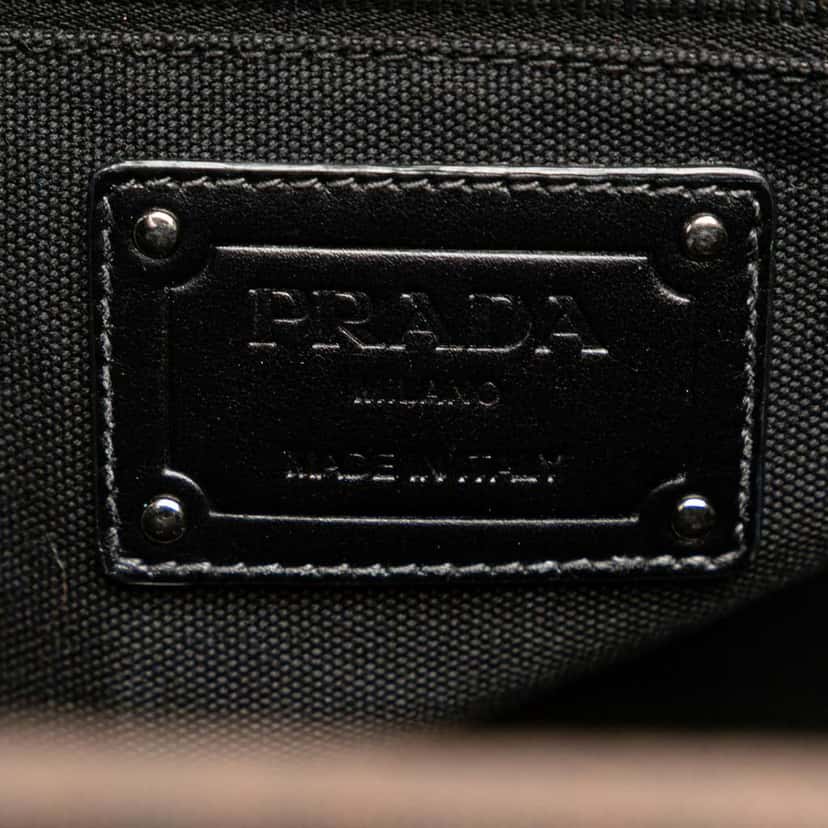 Prada Canvas Wood Handle Canapa Logo Satchel Black Canvas Good condition - Box View