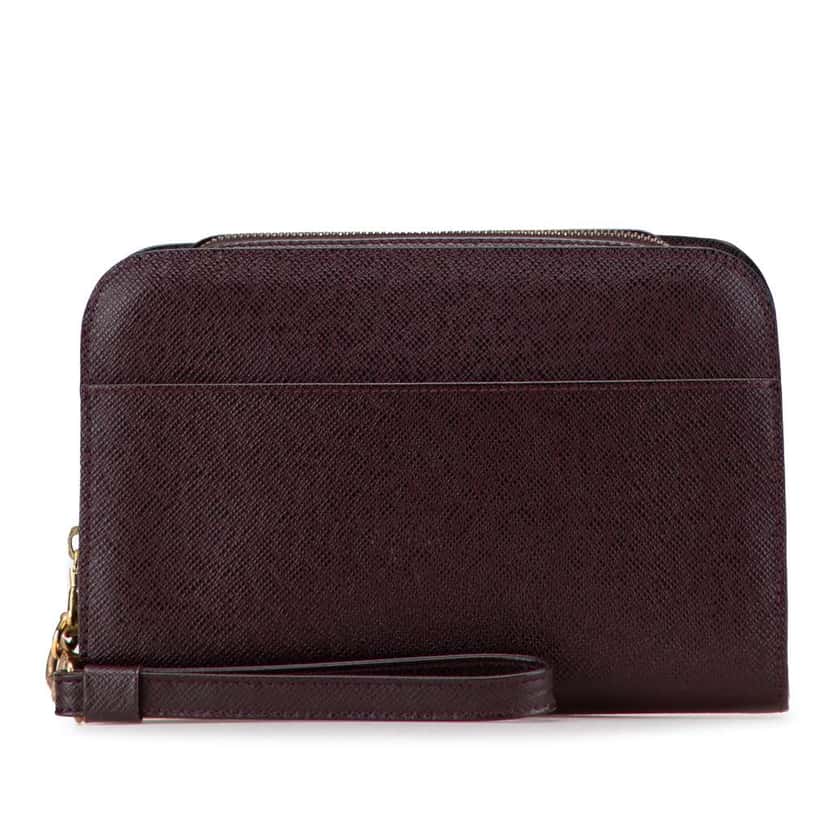 Louis Vuitton Taiga Pochette Baikal Red Leather Good condition - Front View