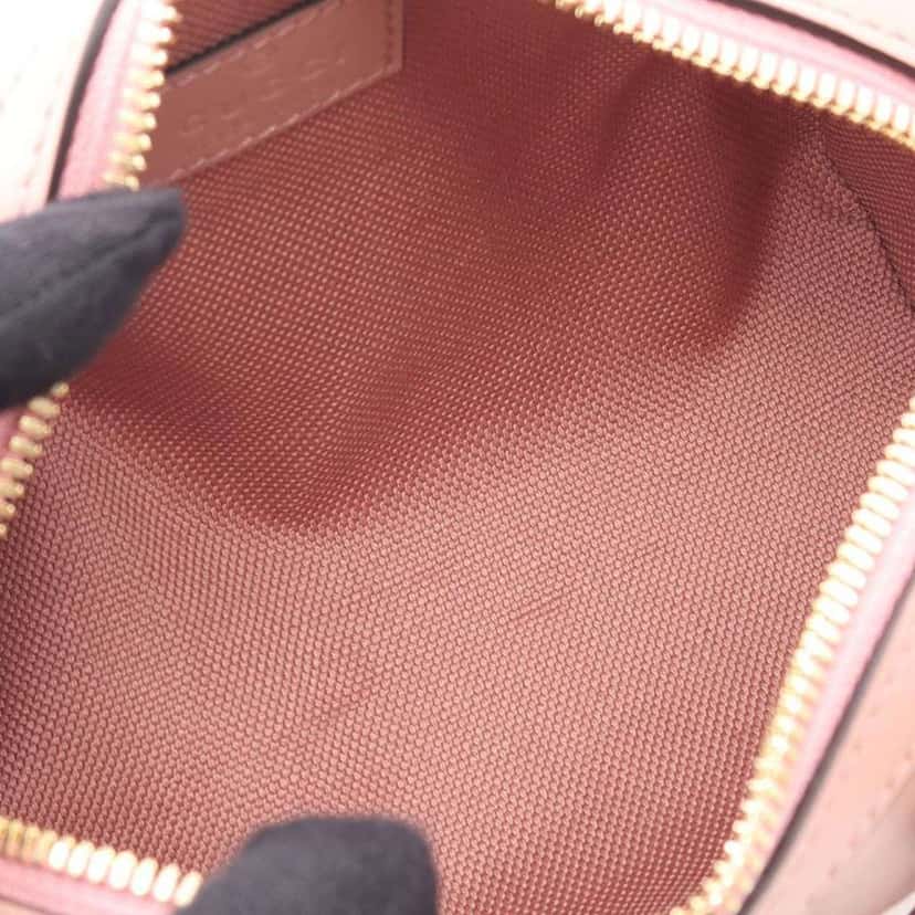 Gucci Super Mini Jumbo GG Embossed Leather Gilbert Top Handle Bag Pink Leather Good condition - Inside View