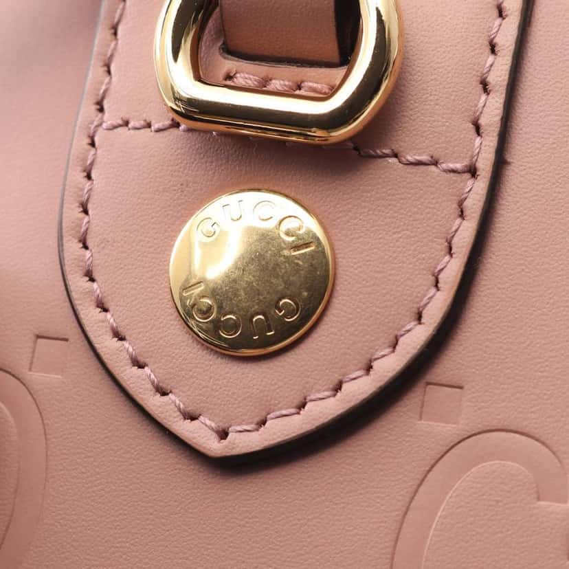 Gucci Super Mini Jumbo GG Embossed Leather Gilbert Top Handle Bag Pink Leather Good condition - Box View
