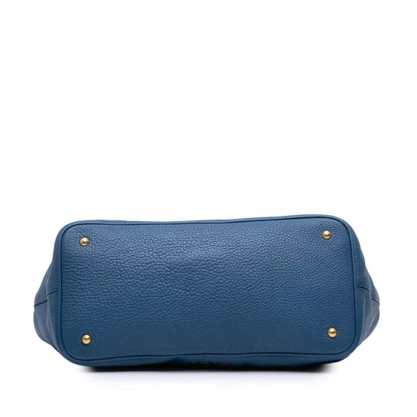 Miu Miu Pebbled Leather Convertible Tote Blue Leather Good condition - Inside View