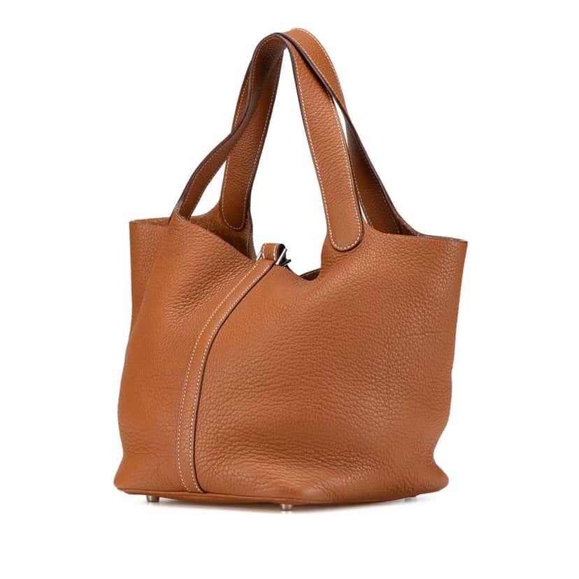 Hermès Clemence Picotin 22 Brown Leather Very good condition - Back View