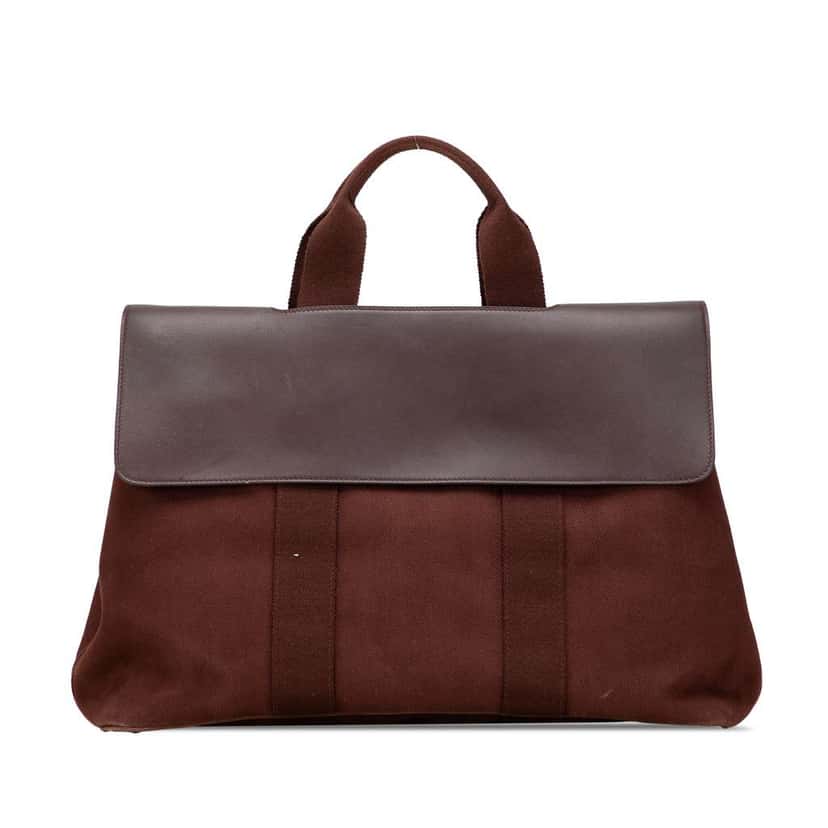 Hermès Toile and Swift Valparaiso MM Brown Canvas Good condition - Front View