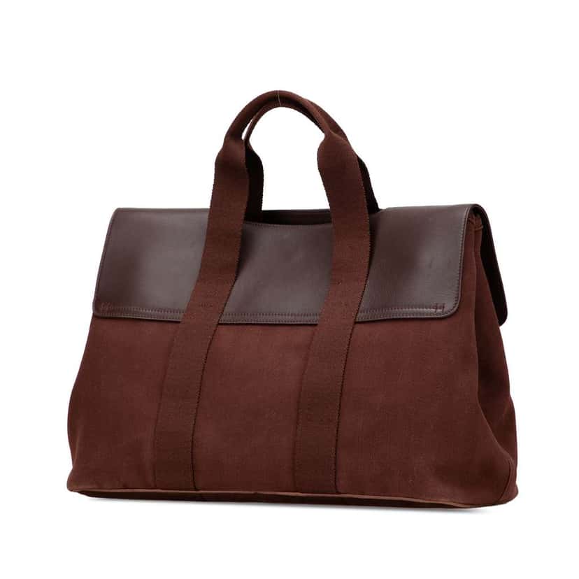 Hermès Toile and Swift Valparaiso MM Brown Canvas Good condition - Back View