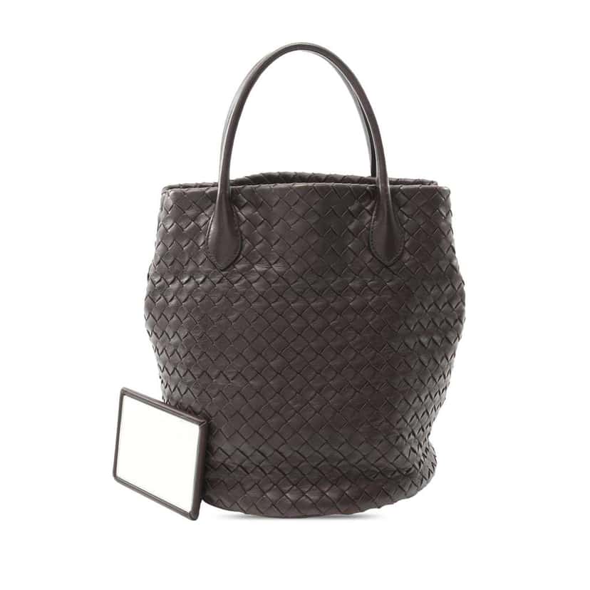 Bottega Veneta Nappa Intrecciato Bucket Bag Brown Leather Good condition - Front View