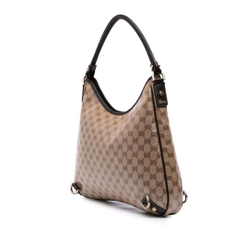 Gucci GG Crystal Abbey D-Ring Shoulder Bag Brown Canvas Good condition - Back View