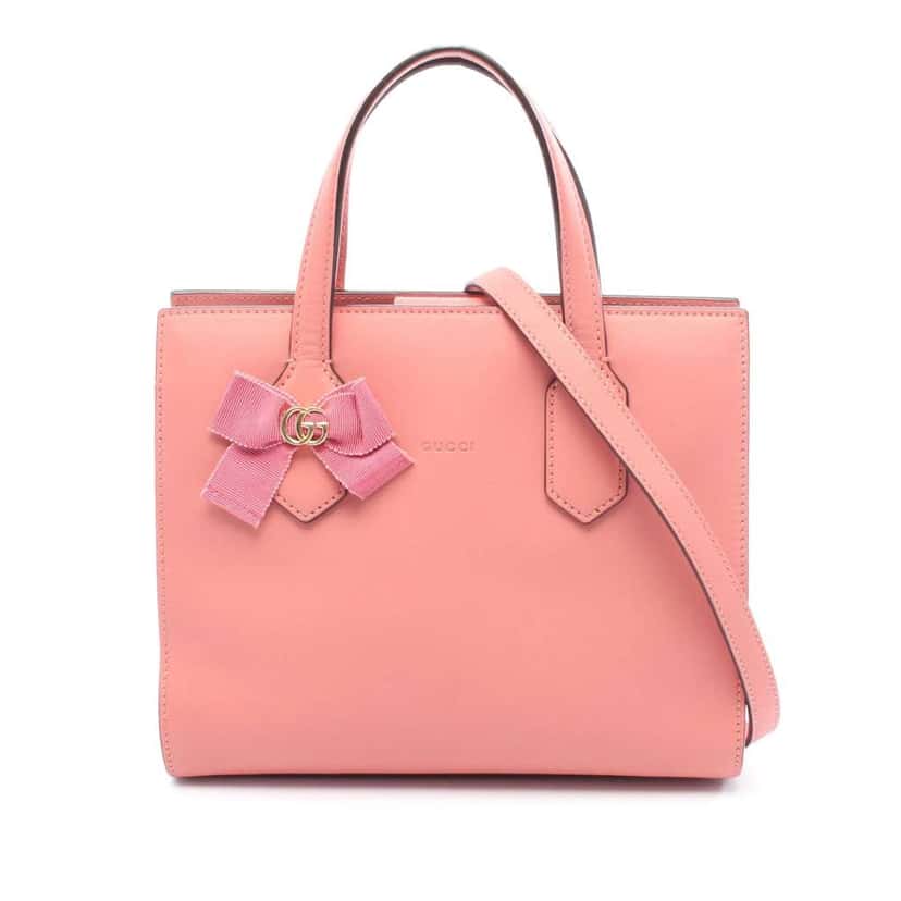 Gucci Leather GG Ribbon Satchel Pink Leather Good condition - Front View