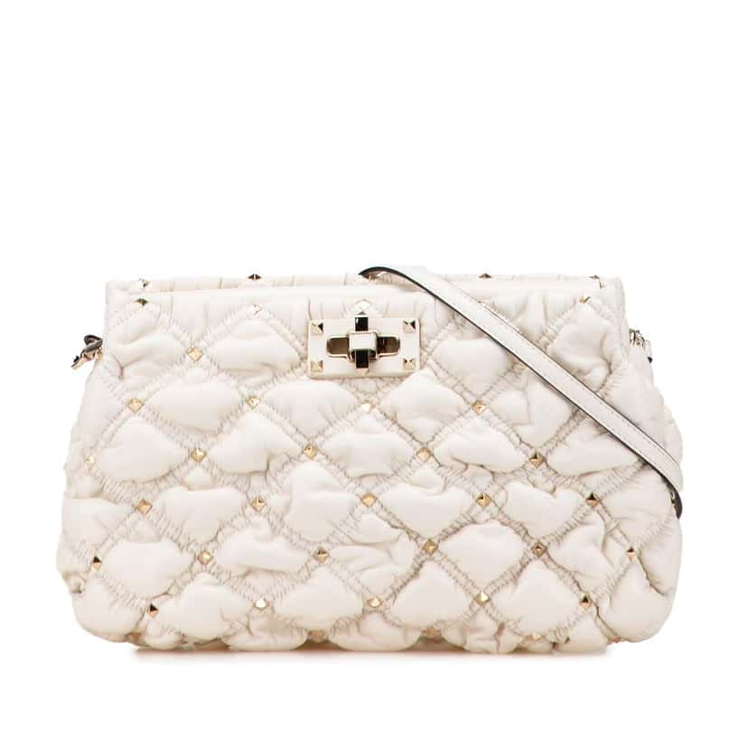 Valentino Nappa SpikeMe Clutch White Leather Good condition - Front View