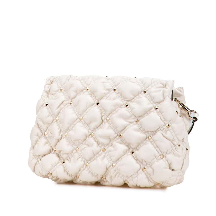 Valentino Nappa SpikeMe Clutch White Leather Good condition - Back View