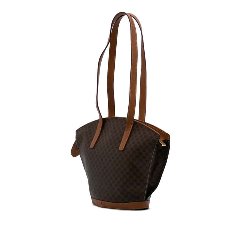 Celine Macadam Coated Canvas Shoulder Bag Brown Canvas Good condition - Back View