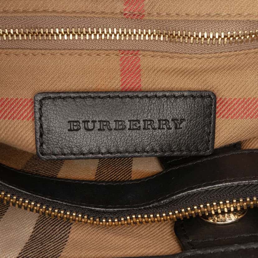 Burberry Large Leather and House Check Banner Satchel Black Leather Good condition - Box View