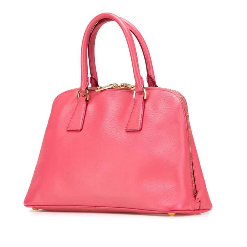 Prada Medium Saffiano Lux Promenade Satchel Pink Leather Good condition - Back View