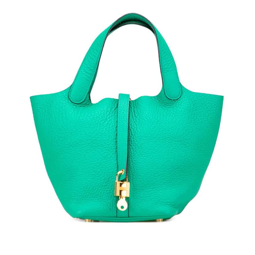 Hermès Clemence Picotin Lock 18 Green Leather Good condition - Front View