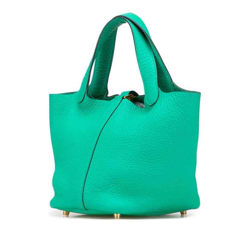 Hermès Clemence Picotin Lock 18 Green Leather Good condition - Back View