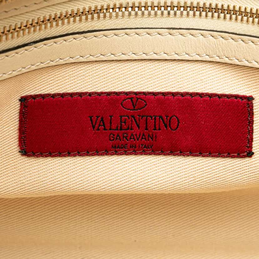 Valentino Mini Leather Rockstud Double Handle Tote White Leather Good condition - Box View