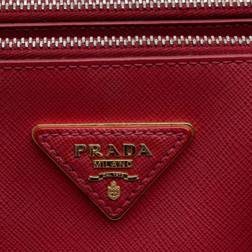 Prada Small Saffiano Lux Galleria Double Zip Satchel Red Leather Good condition - Box View