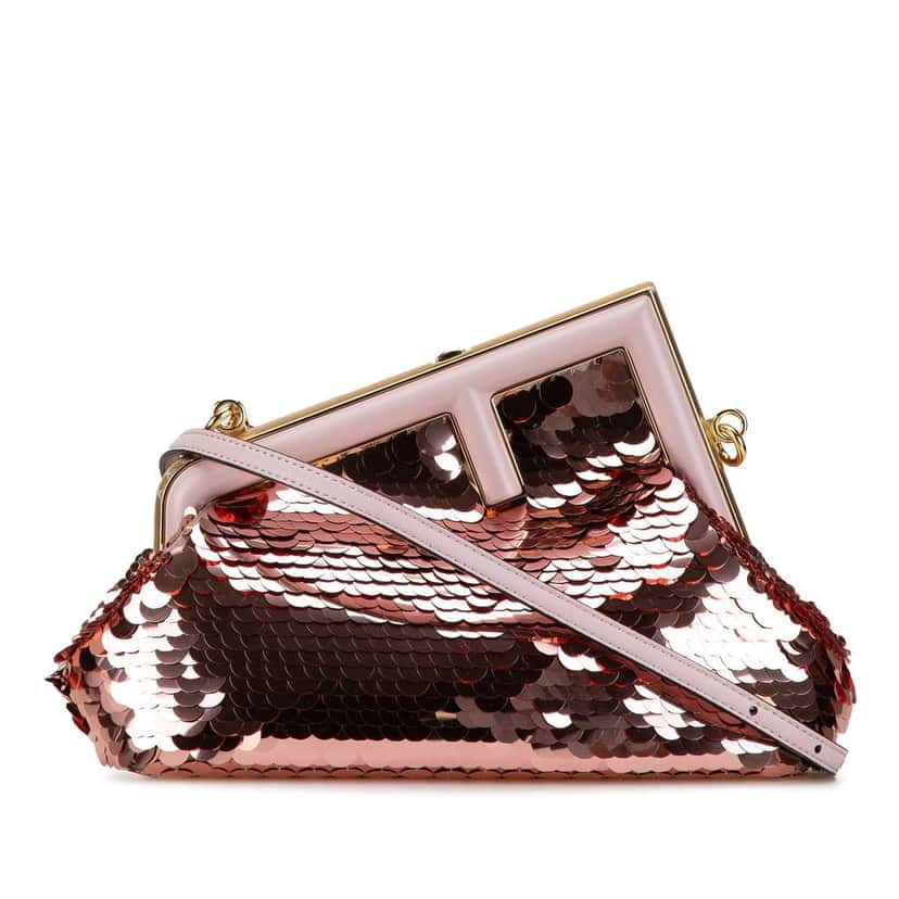 Fendi Small First Sequin Bag Pink Leather Good condition - Front View
