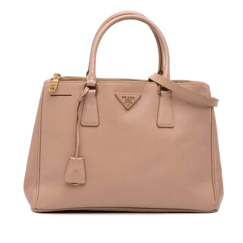 Prada Medium Saffiano Lux Galleria Double Zip Tote Pink Leather Good condition - Front View