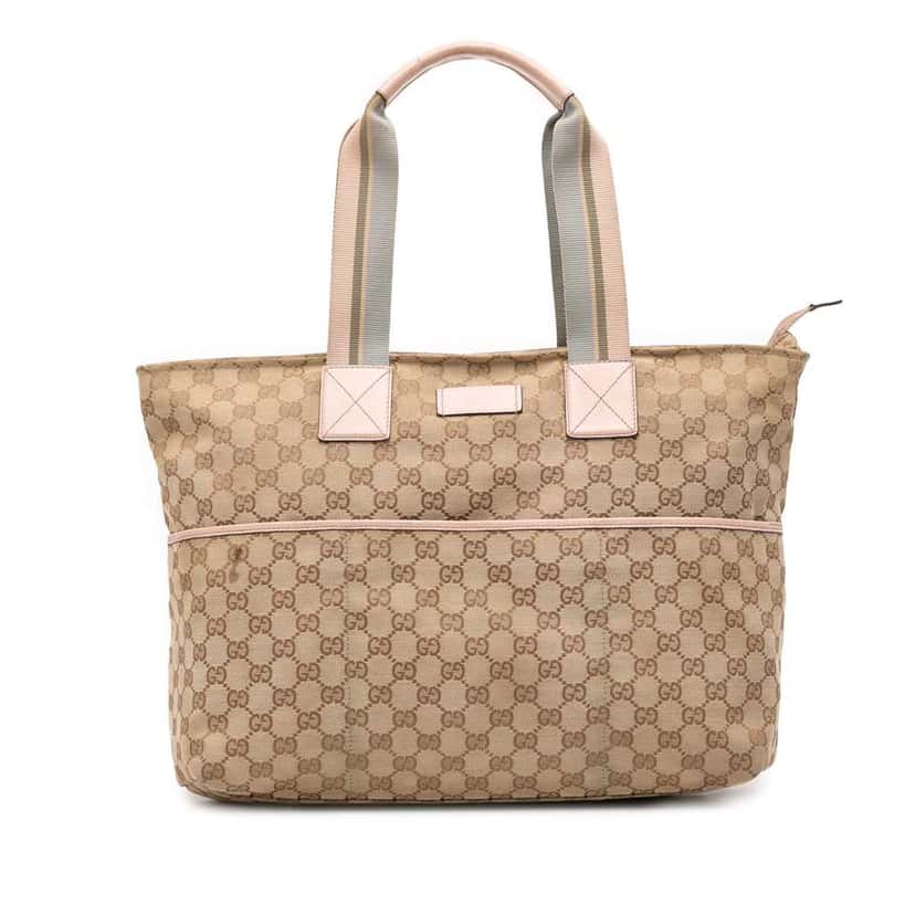 Gucci GG Canvas Web Tote Brown Canvas Good condition - Front View
