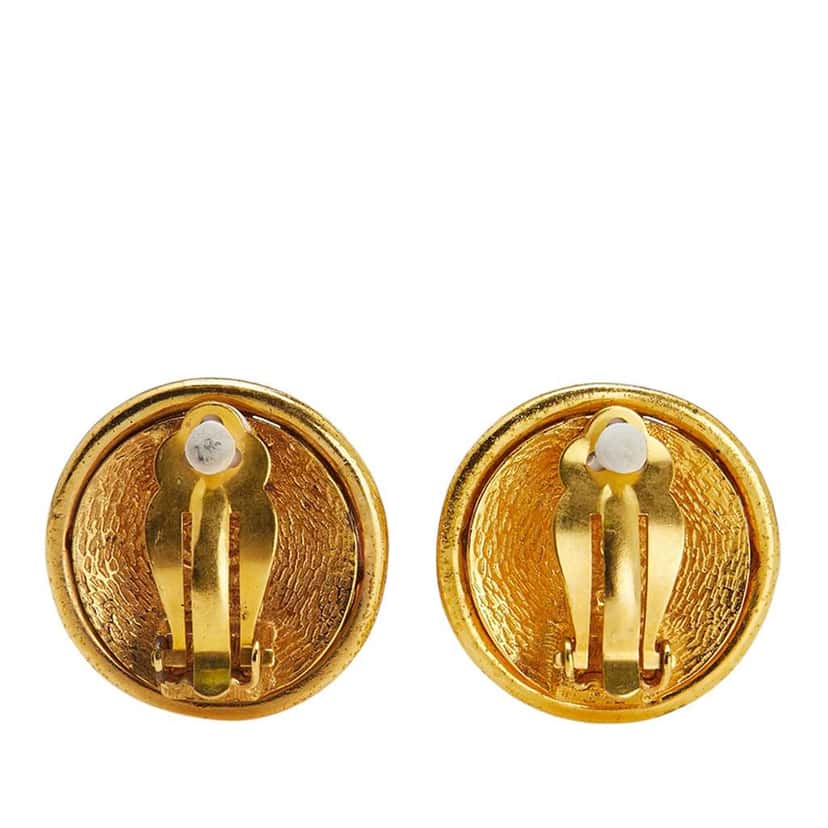 Chanel Gold Plated and Silver Plated CC Round Clip On Earrings Gold Metal Good condition - Back View