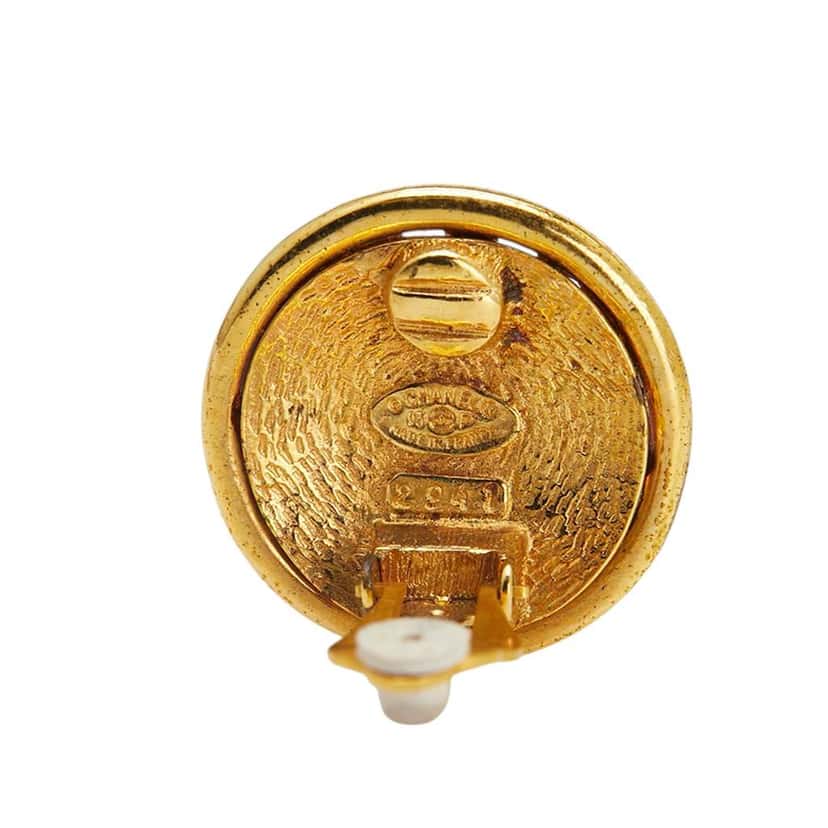 Chanel Gold Plated and Silver Plated CC Round Clip On Earrings Gold Metal Good condition - Inside View