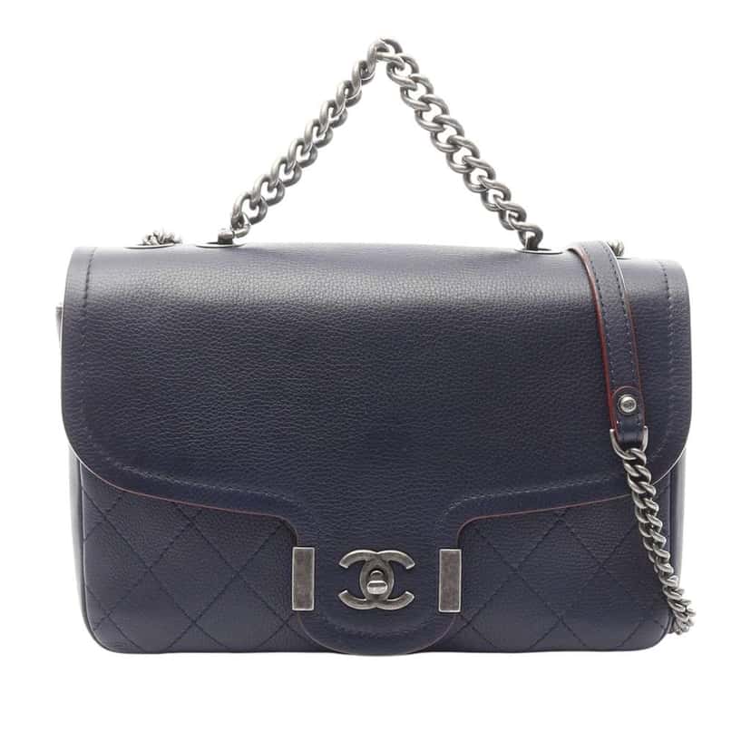Chanel Paris Greece Calfskin Archi Chic Flap Blue Leather Good condition - Front View