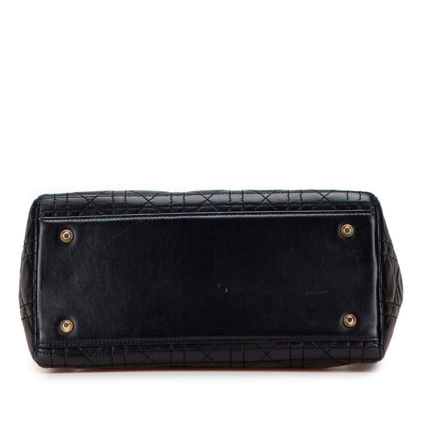 Dior Medium Lambskin Cannage Lady Dior Black Leather Good condition - Back View