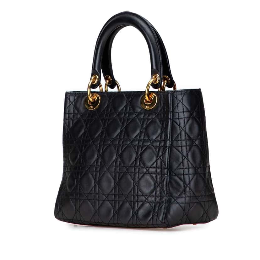 Dior Medium Lambskin Cannage Lady Dior Black Leather Good condition - Inside View