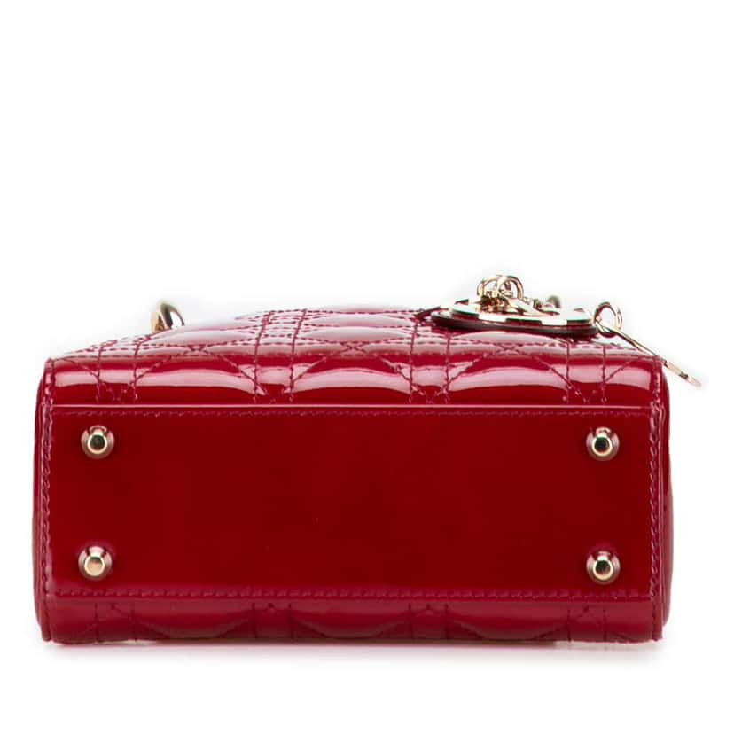 Dior Mini Patent Cannage Lady Dior Red Leather Good condition - Inside View