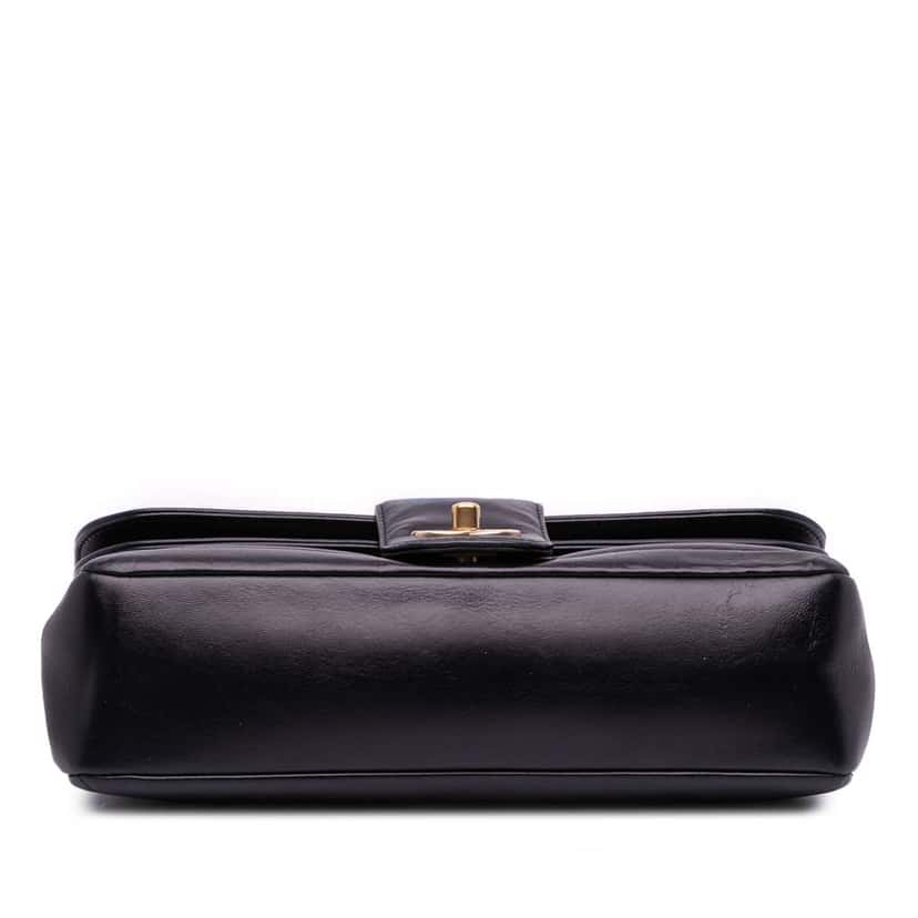 Chanel CC Horizontal Quilted Lambskin Double Flap Black Leather Fair condition - Inside View