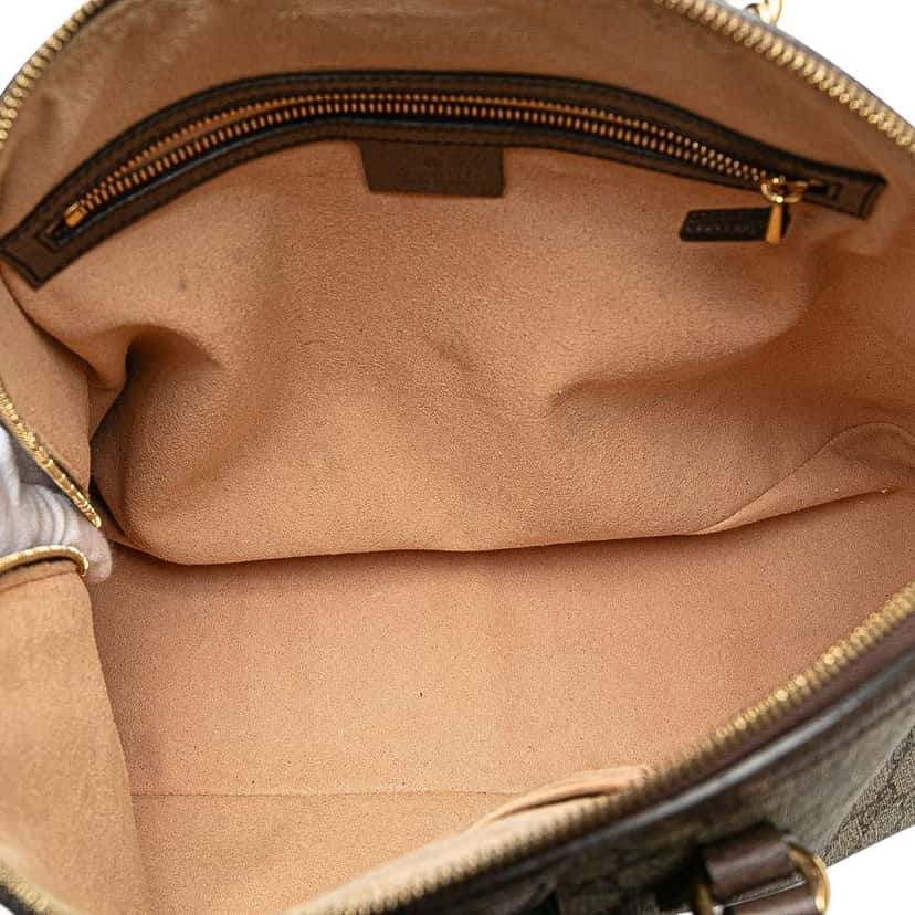 Gucci Medium GG Supreme Ophidia Web Satchel Brown Canvas Good condition - Model View
