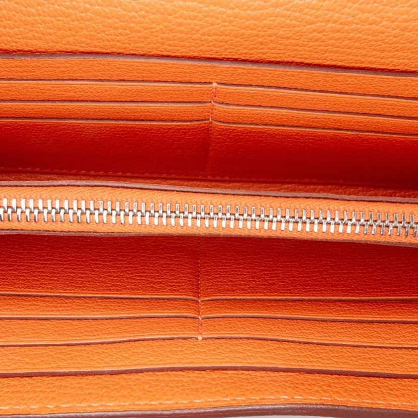 Hermès Chevre Mysore Kelly Longue Wallet Orange Leather Good condition - Model View
