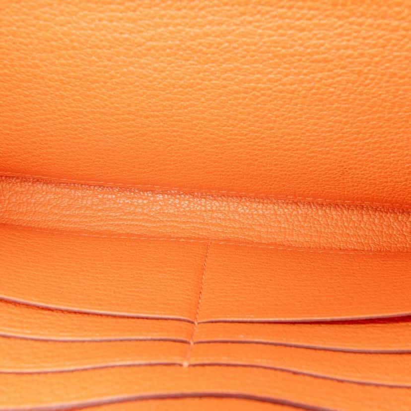 Hermès Chevre Mysore Kelly Longue Wallet Orange Leather Good condition - Box View