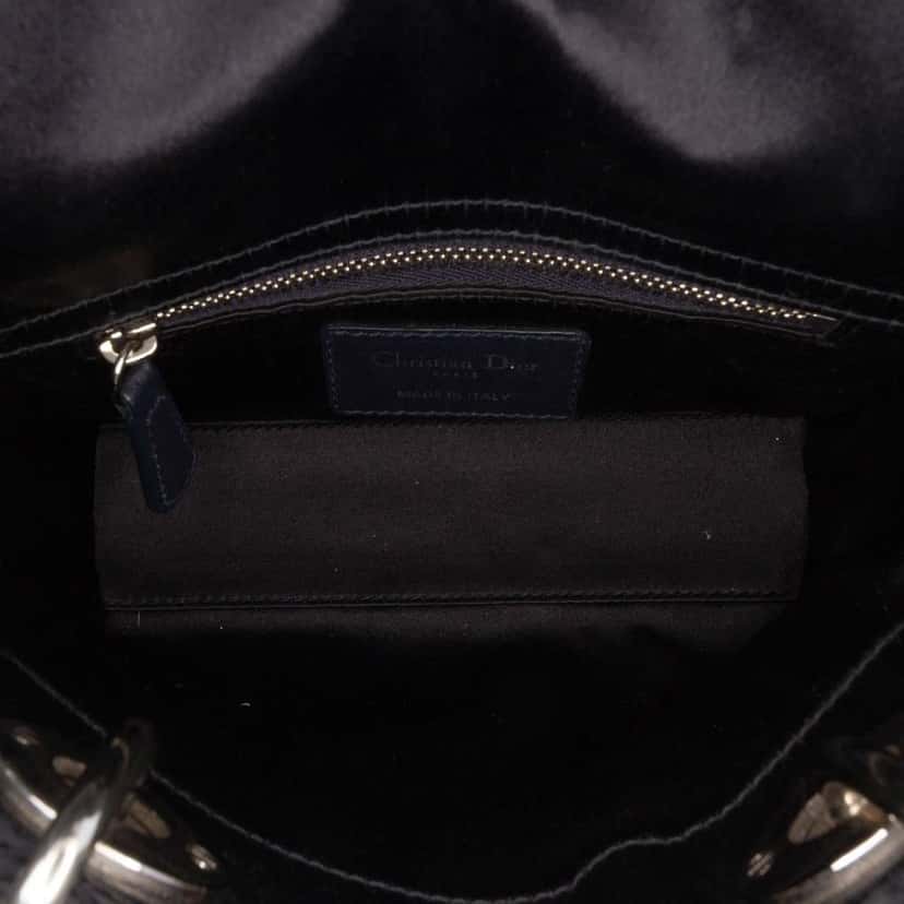 Dior Mini Satin Cannage Strass Crystal Embellished Lady Dior Black Satin Good condition - Model View