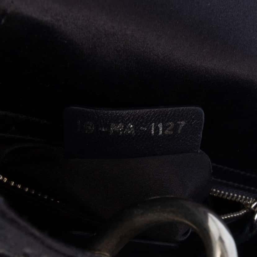 Dior Mini Satin Cannage Strass Crystal Embellished Lady Dior Black Satin Good condition - Box View