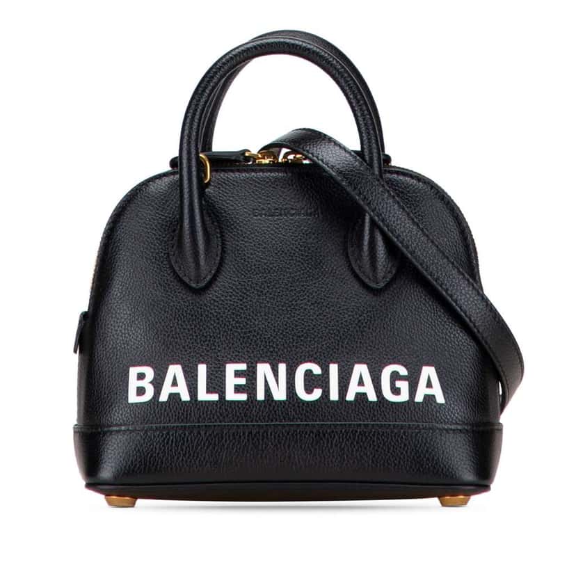 Balenciaga XXS Calfskin Ville Top Handle Bag Black Leather Good condition - Front View