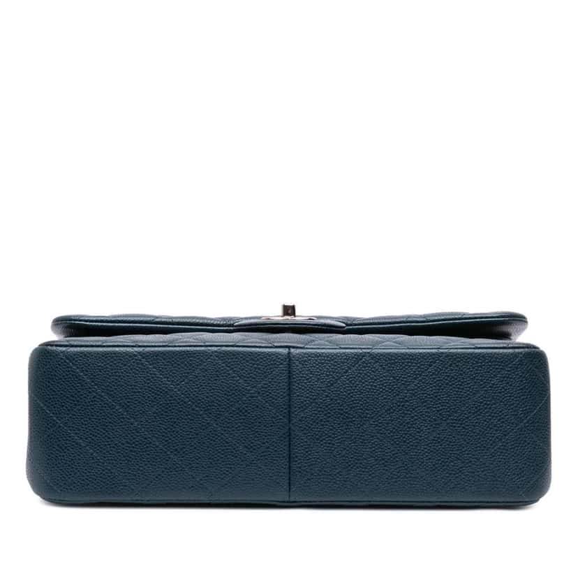 Chanel Jumbo Classic Iridescent Caviar Double Flap Blue Leather Good condition - Inside View