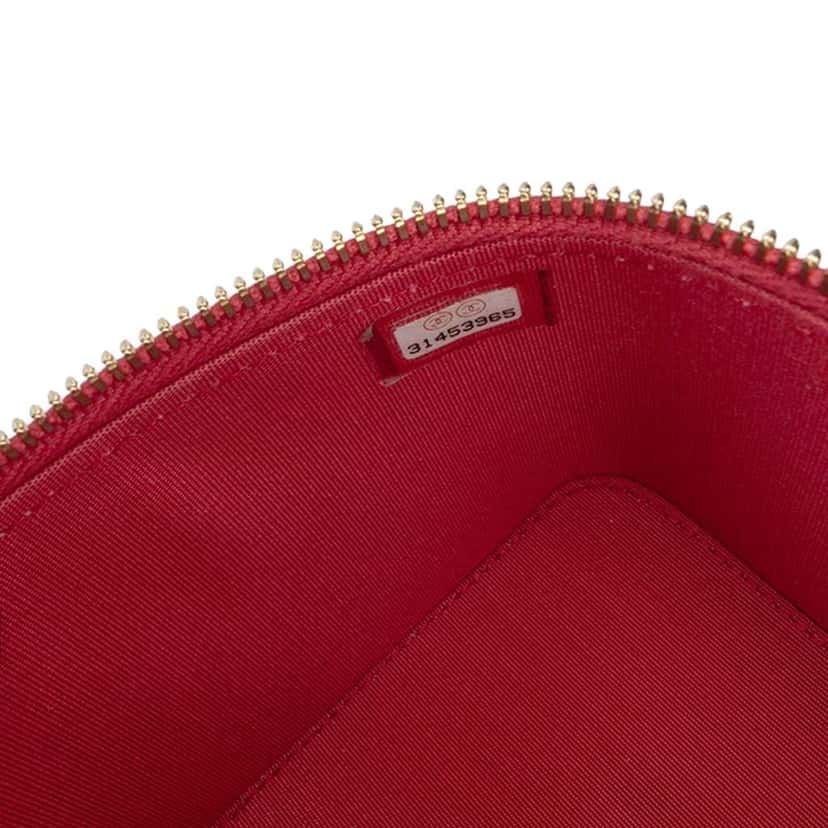 Chanel Mini CC Quilted Lambskin Top Handle Vanity Case With Chain Red Leather Good condition - Box View