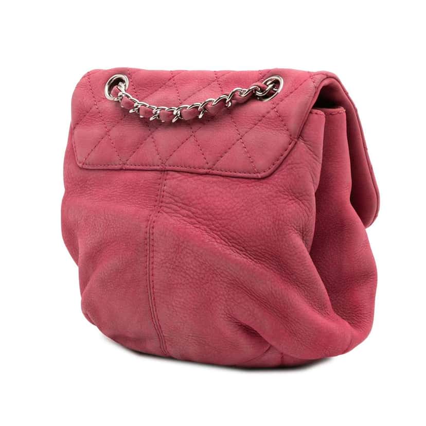 Chanel Mini Quilted Nubuck Trianon Messenger Flap Pink Leather Good condition - Back View