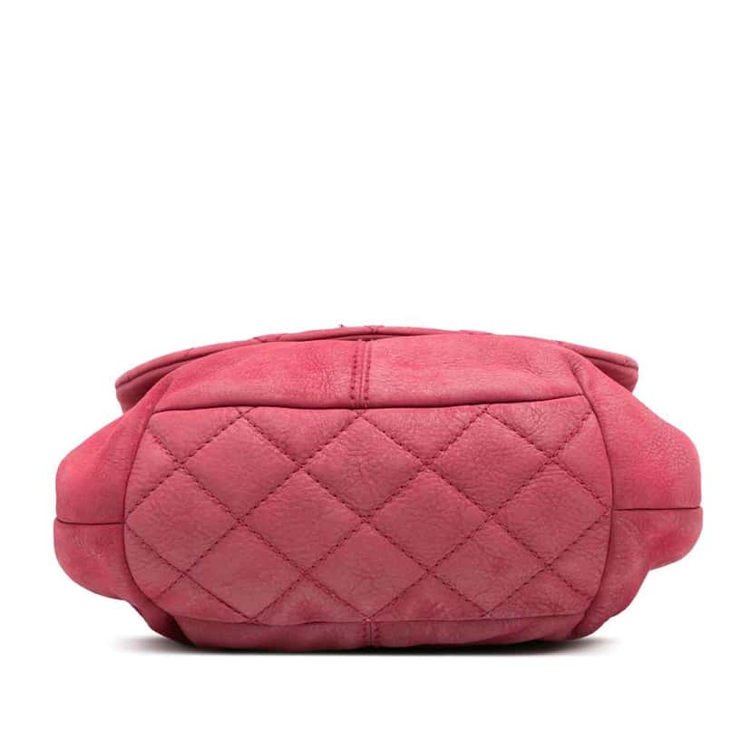 Chanel Mini Quilted Nubuck Trianon Messenger Flap Pink Leather Good condition - Inside View